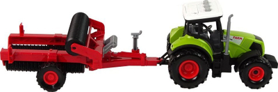Lodër traktor ferme me rimorkjo, me drita edhe zëra, jeshil me të kuqe