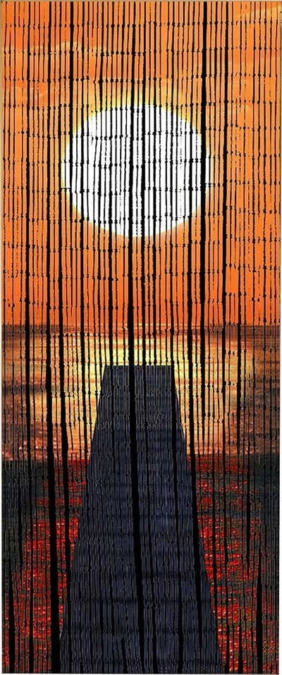 Perde dere prej bambuje Bamboo Sunset, 90x200 cm, për zbukurim, shumëngjyrëshe