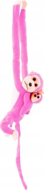 Lodër plushe majmun me bebe Mascot, 70 cm, rozë