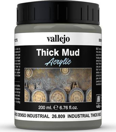 Pastë teksturale Vallejo Industrial Thick Mud, për diorama, 200ml, gri