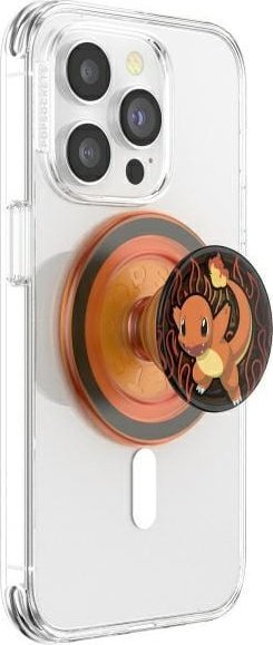 Mbajtëse magnetike telefoni PopSockets MagSafe PopGrip me unazë adaptruese, me figurë Pokémon Charmander Flame