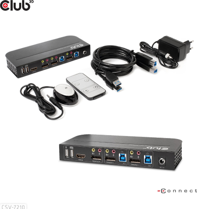 Switch KVM Club 3D CSV-7210, Dual DisplayPort, 4K 60Hz, i zi