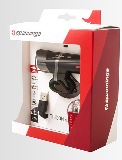 Spanninga Trigon 15 + Pyro Сет за Осветлување на Велосипед