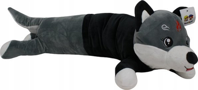 Lodër pelushi qen Husky, 90cm, jastëk për trup, gri