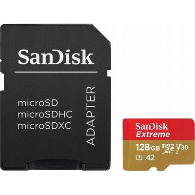 Kartë memorie MicroSDXC SanDisk, 128GB, UHS-I Class 10, me adapter