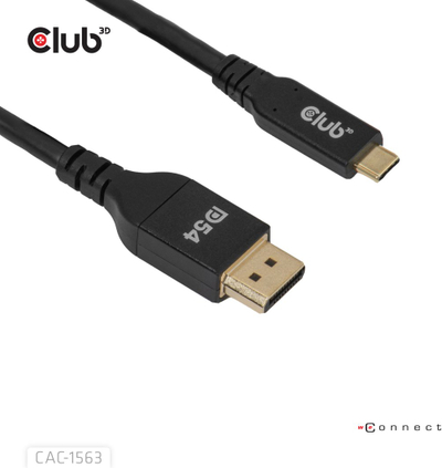 Adapter kabllor USB C në DisplayPort Club3D CAC-1563, 2 m, 8K, i zi