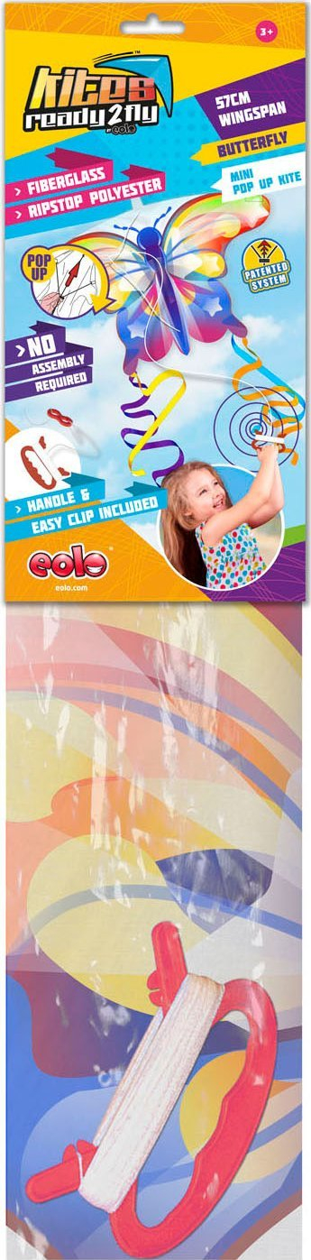Pupël EOLO KITES Ready2Fly Pop Up 23 Mini Butterfly, për kalamaj 4+, shumëngjyrëshe