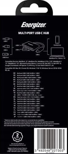 HUB USB C Energizer AC2BEULCMM, 3 porta USB A, 5 Gbps, i zi