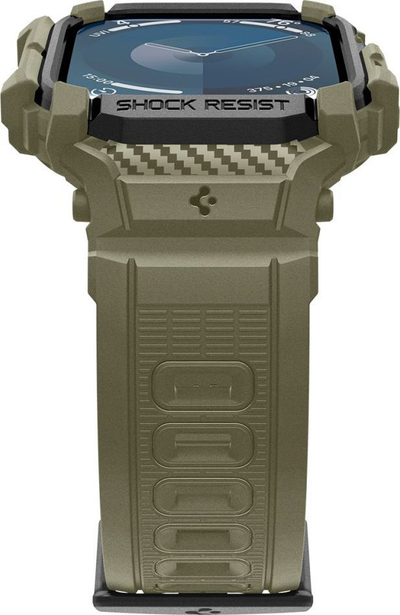 Futera dore Spigen Rugged Armor Pro për Apple Watch 10 46mm, silikoni, Vintage Khaki