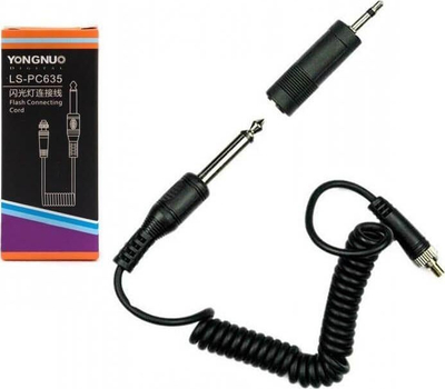 Kabllo sinkronizimi Yongnuo LS-PC635, PC në Jack 6.35 mm, me adapter 3.5 mm, e zezë