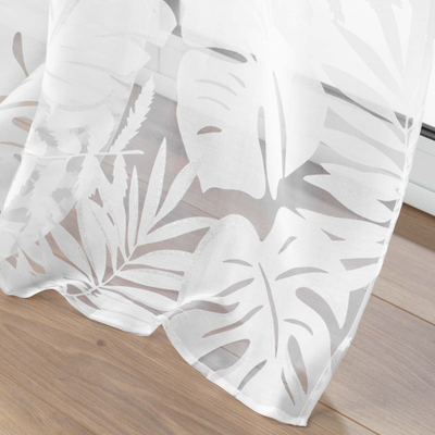 Perde Douceur d'intérieur Magnolia me motiv bimor, 140 x 240 cm, poliestër, e bardhë