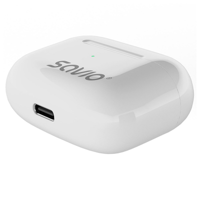Безжични слушалки Savio TWS-01 PRO, Bluetooth 5.4, 20 часа батерија, бели