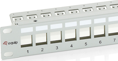 Patch panel Equip Keystone, 24 porte, Cat.6 Shielded, gri e çelët