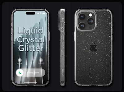 Kapak telefoni Spigen Liquid Crystal Glitter për iPhone 16 Pro Max, Crystal Quartz, transparent me shkëlqim