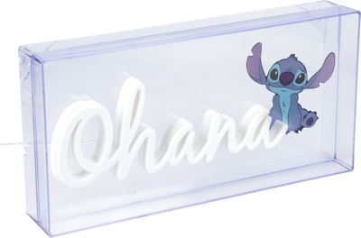 Dritë LED neon Disney Stitch Ohana, 15 x 30 cm, USB, blu