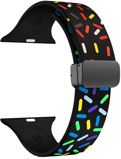 Rrip silikoni shumëngjyrësh për Apple Watch 42/44/45/49 mm 4wrist, i zi