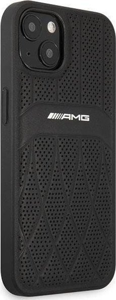 Mbrojtëse telefoni Mercedes AMG Hardcase Leather Curve, për iPhone 13 6.1", lëkurë, e zezë