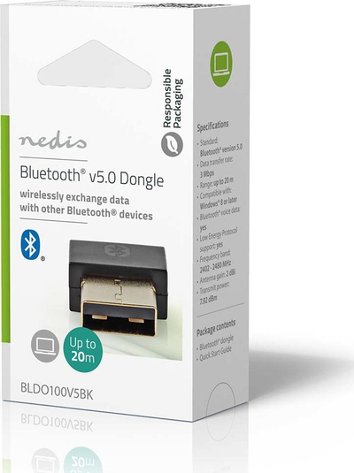 Adapter Bluetooth Nedis 5.1, USB, rreze 20 m, i zi