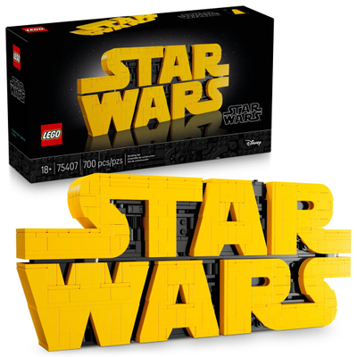 Set LEGO Star Wars Brick Built Logo Sign 75407, model dekorativ, për të rritur, shumëngjyrësh