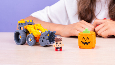 Set ndërtimi Marioinex Mini Waffle Farmer Front Loader, eskavator me krah lëvizës, shumëngjyrësh
