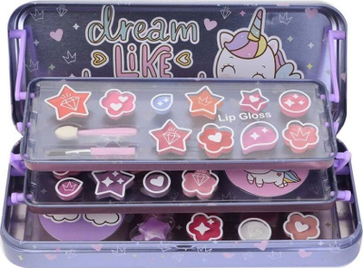 Сет шминка за деца Lip Smacker Color Tin, сјај за усни, метална кутија, виолетова