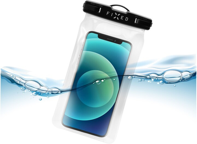 Këllëf i papërshkueshëm nga uji FIXED Float për celular, universal, IPX8, i zi