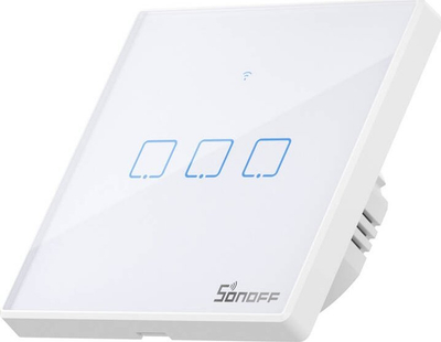 Çelës inteligjent Sonoff T2 EU TX, WiFi RF 433, 3 kanale, i bardhë