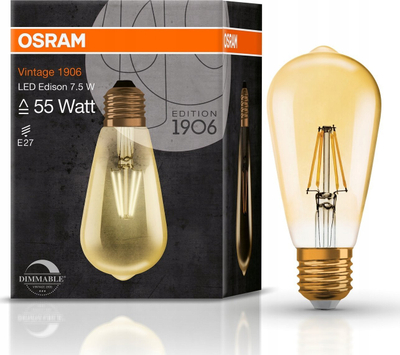Llampë OSRAM LED Vintage 1906 Edison, 6.5W, E27, e artë