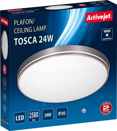 Plafon LED Activejet AJE-TOSCA, 24W, dritë neutrale 4000K, gri