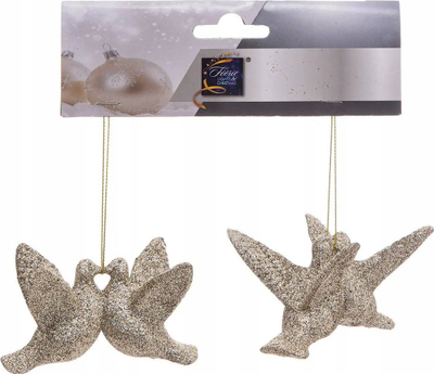 Zbukurim varës festiv Atmosphera Doves In Pairs X2, plastikë, me shkëlqim, bezhë