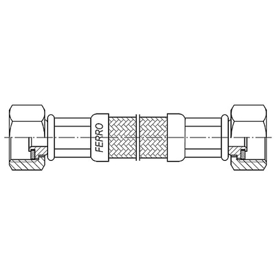 Gyp lidhës Ferro me mbështjellës çeliku 1/2" x 1/2", 40 cm, inox