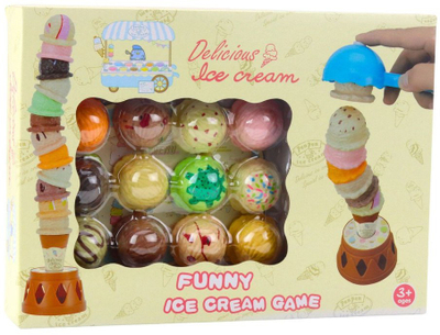 Lojë shkathtësie Ice Cream Tower, set me 17 pjesë, toptha akulli shumëngjyrësh