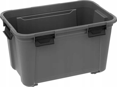 Kuti plastike me kapak 5five Bunker+, 55L, me rrota, gri e errët