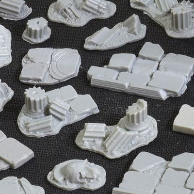 Aksesorë basimi Gamers Grass Basing Bits Temple, set dekorativ tempull i rrënuar, miniatura të papikturuara, gri