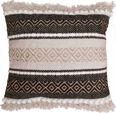 Jastëk dekorativ Douceur d'intérieur MIRAGE, 40 x 40 cm, stil boho, bezhë me të zezë