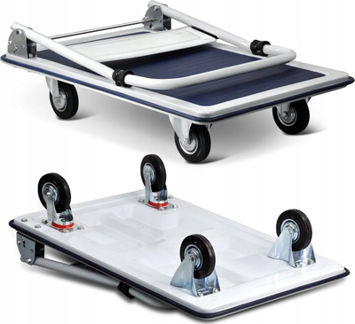Karrocë transportuese GEKO, kapacitet 150 kg, platformë metalike, blu