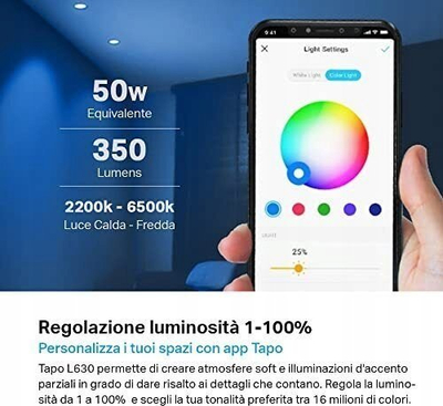 Spote të zgjuara Wi‑Fi Tapo L630, GU10, 3.7W, shumëngjyrëshe