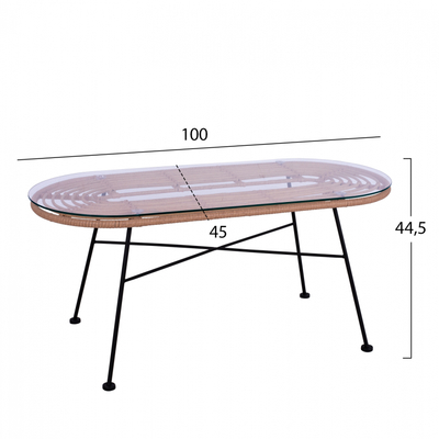 Set mobiljesh kopshti Allegra HM5460, 4 pjesë, metal dhe wicker, bezhë