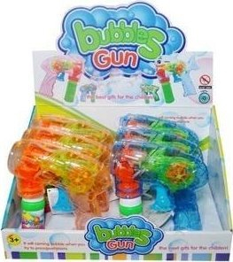 Lodër pistolete flluskash Swede Bubble Gun, me drita LED, me lëng flluskash, shumëngjyrëshe