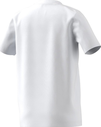 Bluzë sportive për goca Adidas Essentials Linear, me mëngë të shkurtra, me logo përpara, e bardhë
