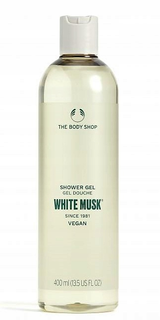 Xhel dushi The Body Shop White Musk, aromë musk i bardhë, 400 ml, transparent