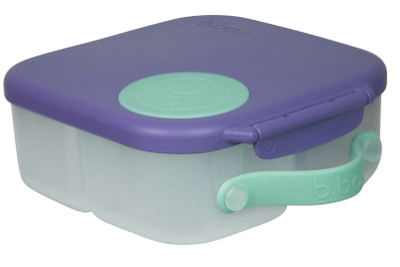 Kuti ushqimi për fëmijë b.box Mini Snack Box, 2 ndarje, mbyllje hermetike, lejla sugar plum