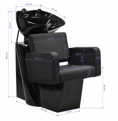 Karrige lavamani Melcap Virginia Backwash Chair, legen qeramik, ergonomike, e zezë