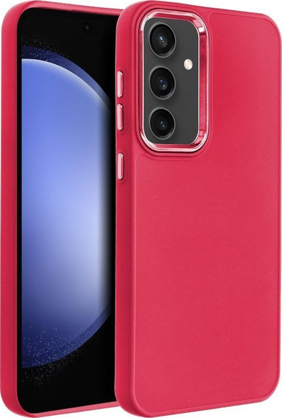 Kapak telefoni Frame për Samsung Galaxy S23 FE, TPU, me mbrojtje kamere, ngjyrë raspberry
