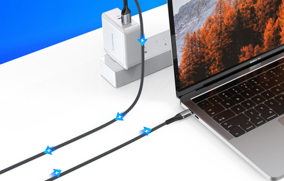 Kabllo USB Lention USB A me USB C, 6A, 1m, e zezë