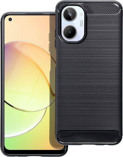 Maskë telefoni FORCELL B-case për Realme 10 5G, silikon TPU, efekt karbon metalik, e zezë