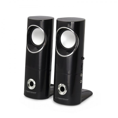 Компјутерски звучници Esperanza BEAT 2.0, 6W, со кабел, црни