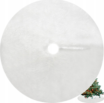 Tapet rreth pemës së Vitit të Ri Ruhhy Tree Skirt, 150 cm, lesh sintetik, i bardhë