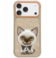 Mbulesë telefoni Nimmy Big Eyed Pet 2.0 Cat për iPhone 17 Pro Max, TPU plastik i fortë, i bezhë