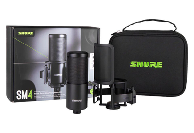 Mikrofon studio Shure SM4 K Kit, kondensator, për incizim në shtëpi, i zi